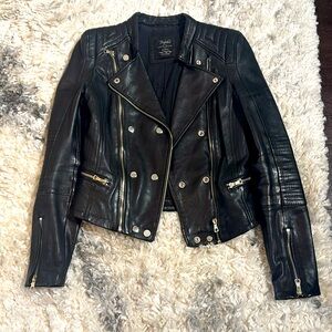 Vintage Zara Trafaluc leather moto jacket size XS